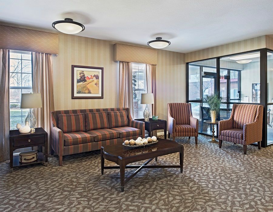 A cozy living room with comfortable seating and warm decor.