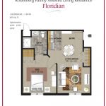 A detailed floor plan of a residential apartment, showcasing the arrangement of rooms and furniture.