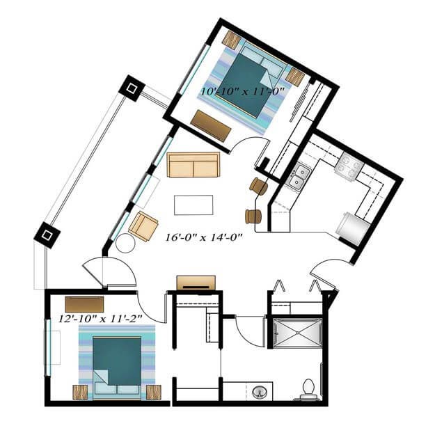 A detailed floor plan showcasing a modern residential layout.