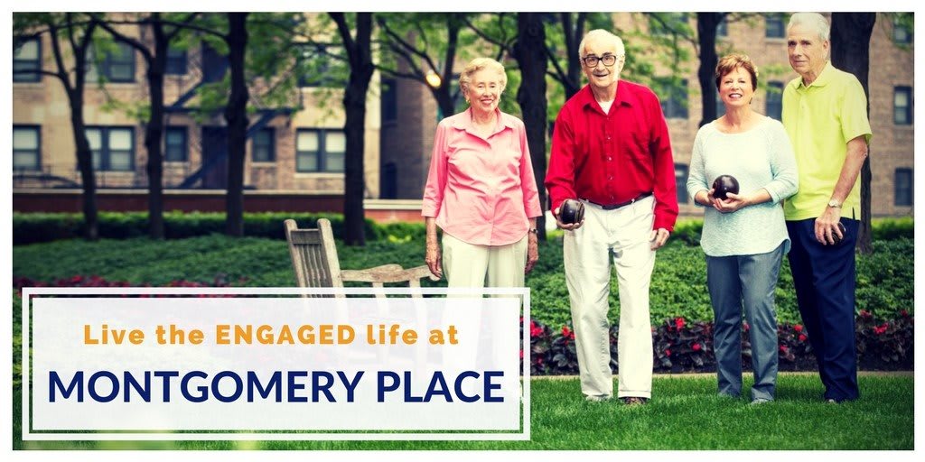 An elderly couple enjoying outdoor activities at a retirement community.