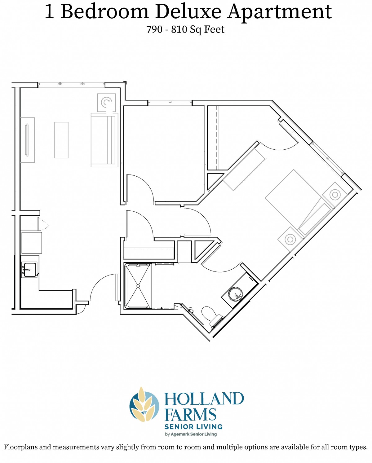Architectural floor plan depicting an apartment layout.
