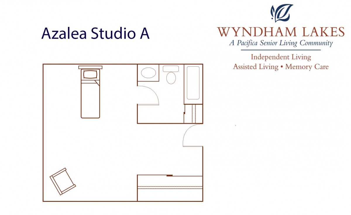 Floor plan of an Idea Studio A apartment at Wyndham Senior Living.