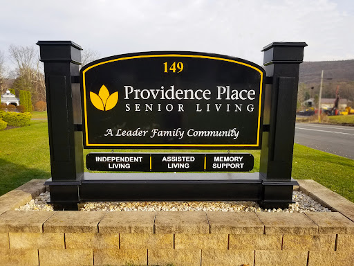Sign of Providence Place Senior Living, highlighting different levels of care available.