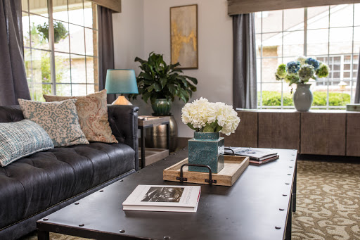 A cozy and modern living room featuring a stylish sofa, elegant coffee table, and vibrant plants.