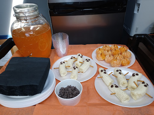 A festive spread featuring delicious snacks and refreshing drinks.