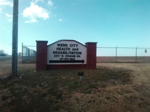 Sign for Webb City Health and Rehabilitation Center.