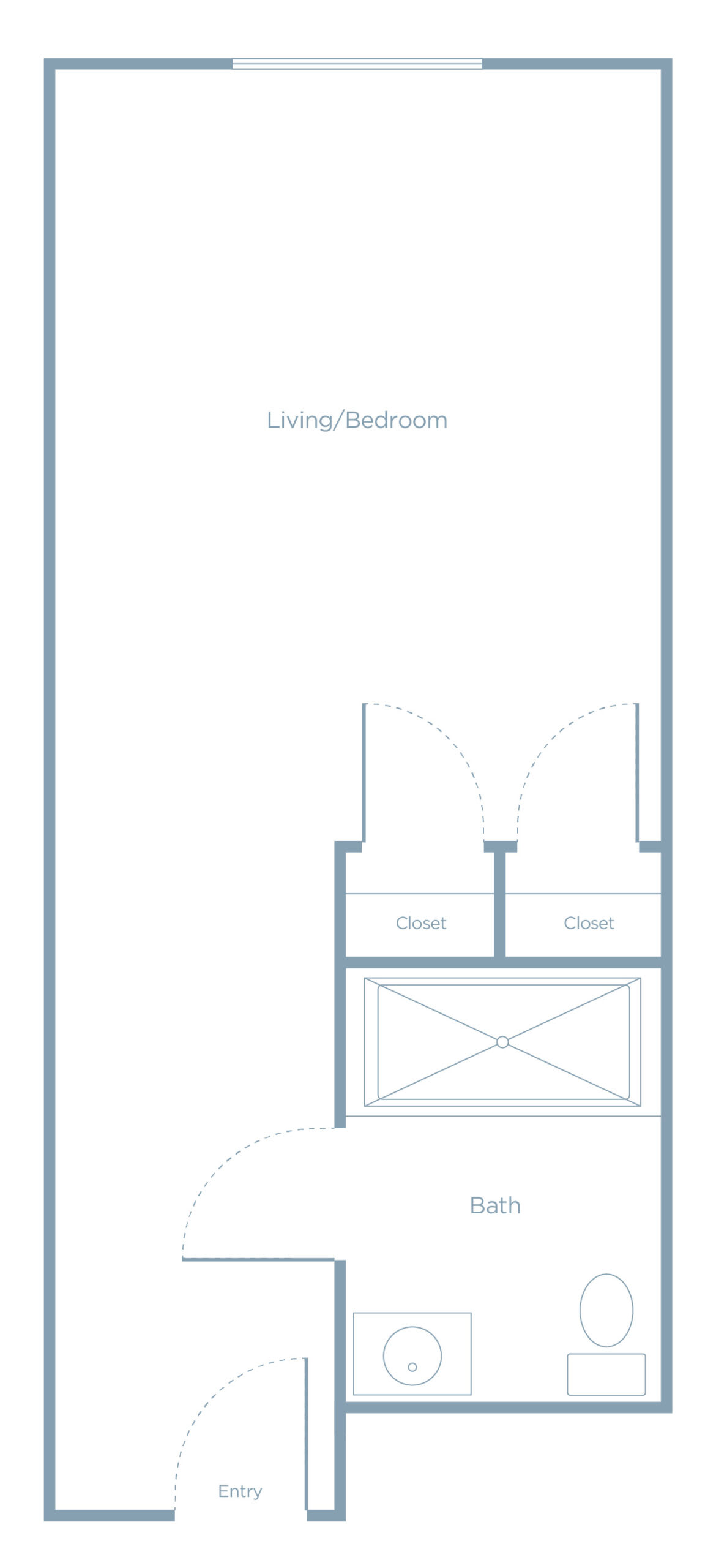 A basic floor plan illustrating a double vanity sink area in a bathroom.