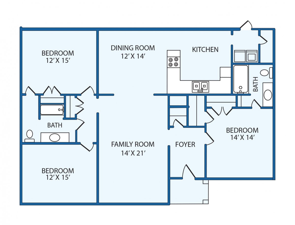 A detailed floor plan of a house showing room layouts and dimensions.