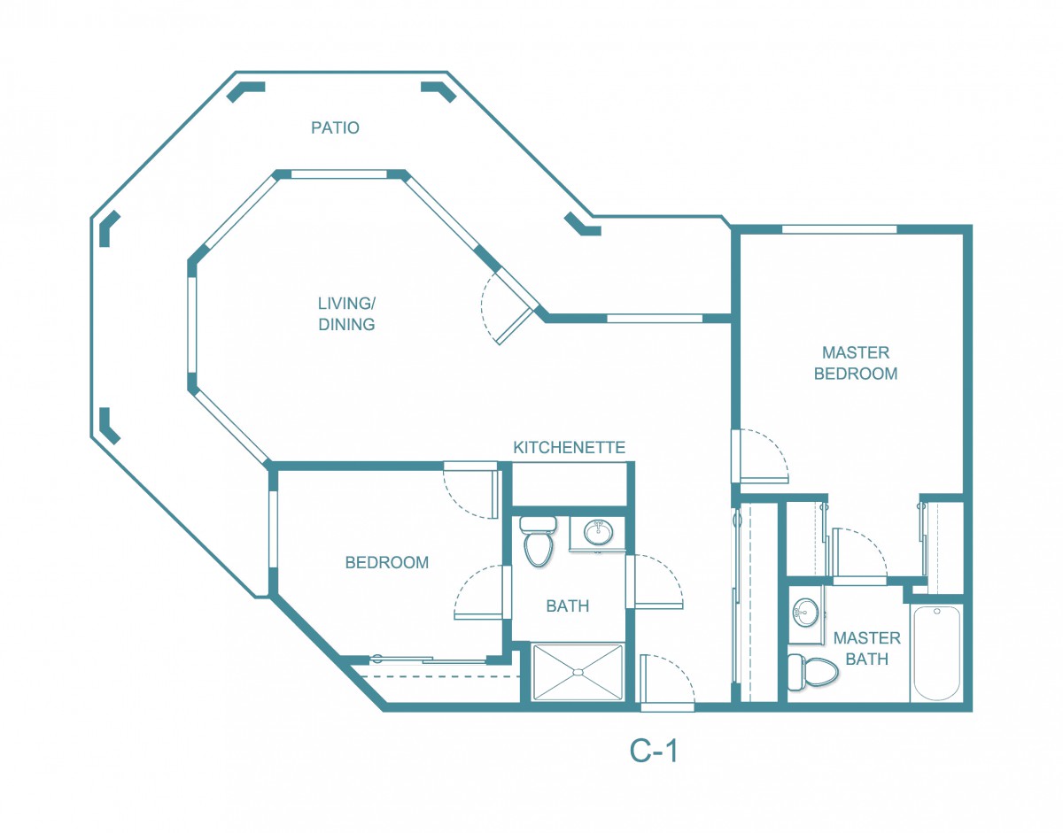 Floor plan of a two-bedroom apartment layout.