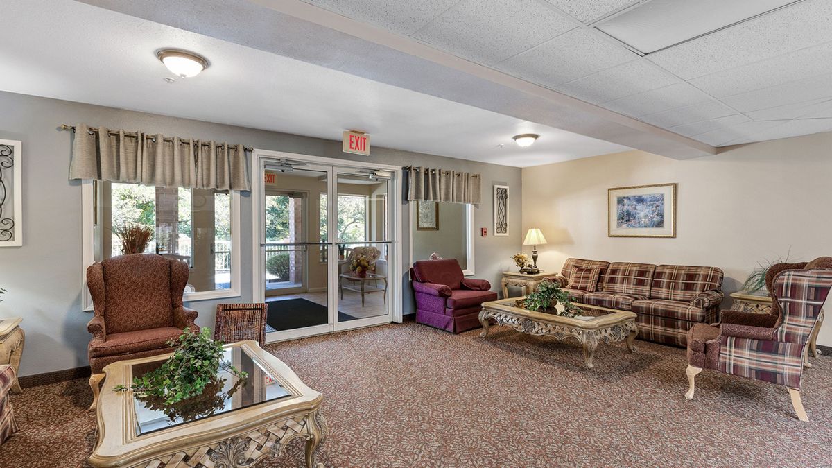 A cozy lobby with comfortable seating and elegant decor.