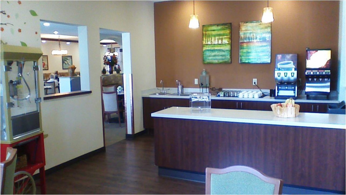Modern kitchen interior with a countertop and stylish decor.