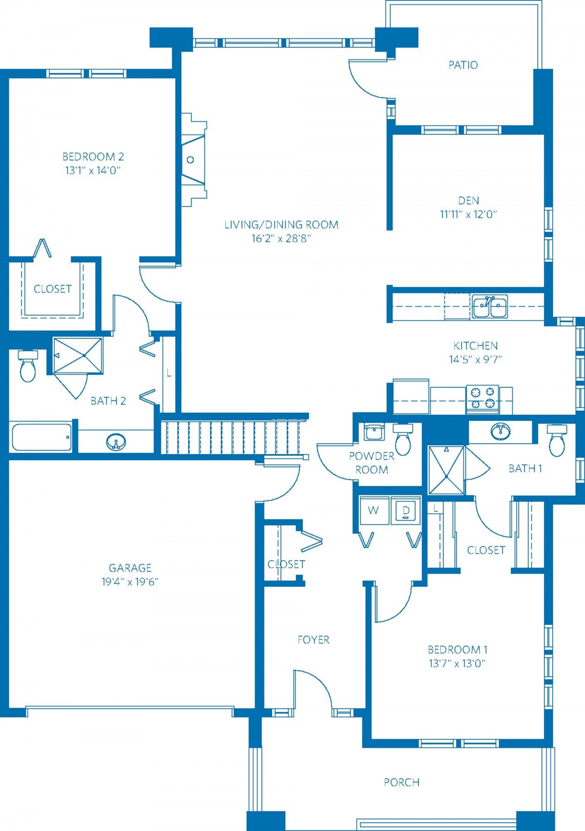 A detailed floor plan of a residential apartment with labeled rooms.