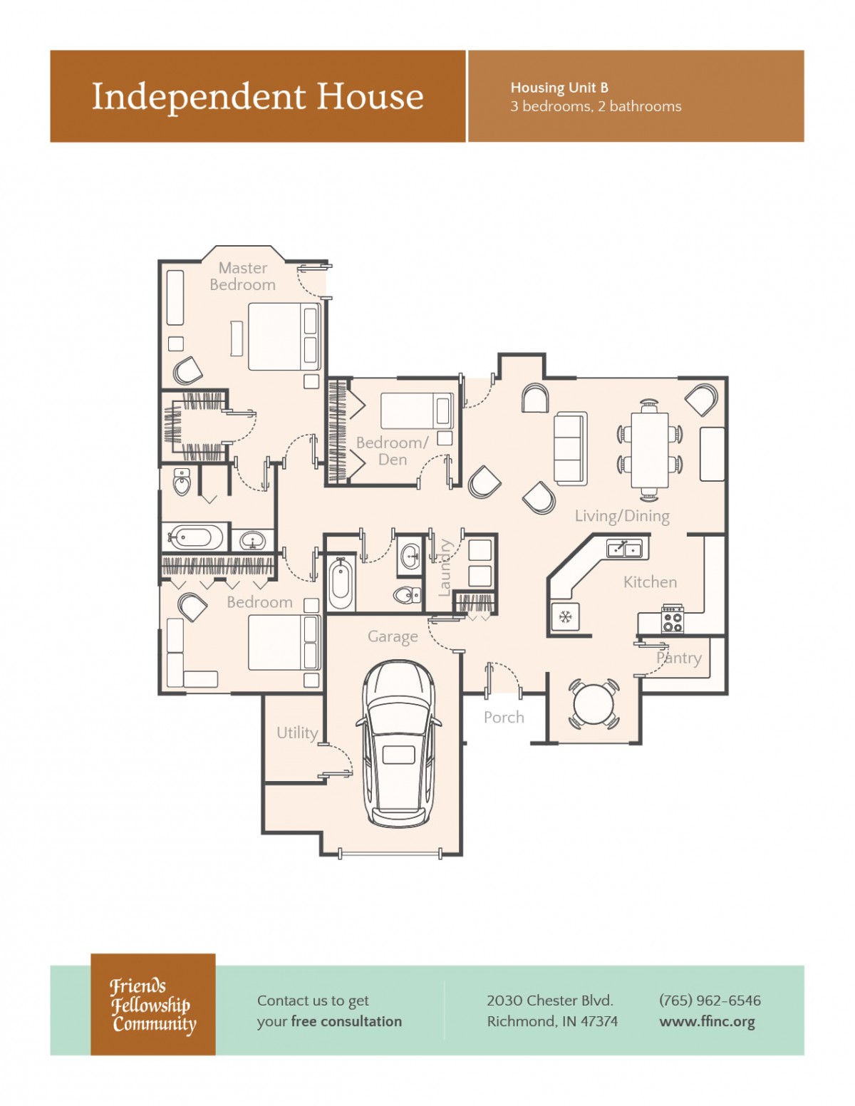 A detailed floor plan illustrating the layout of a residential home, including rooms, garage, and common areas.