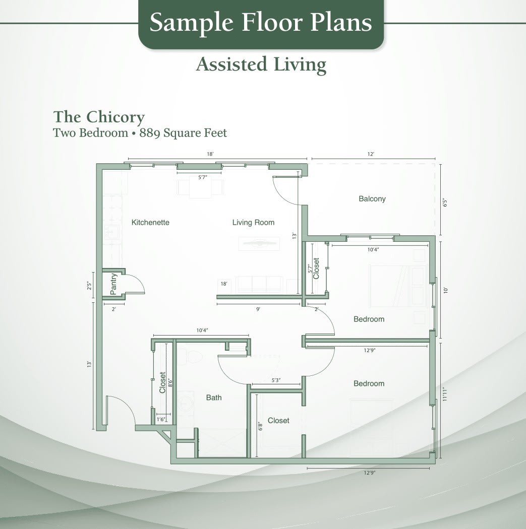 The Chicory assisted living sample floor plan.