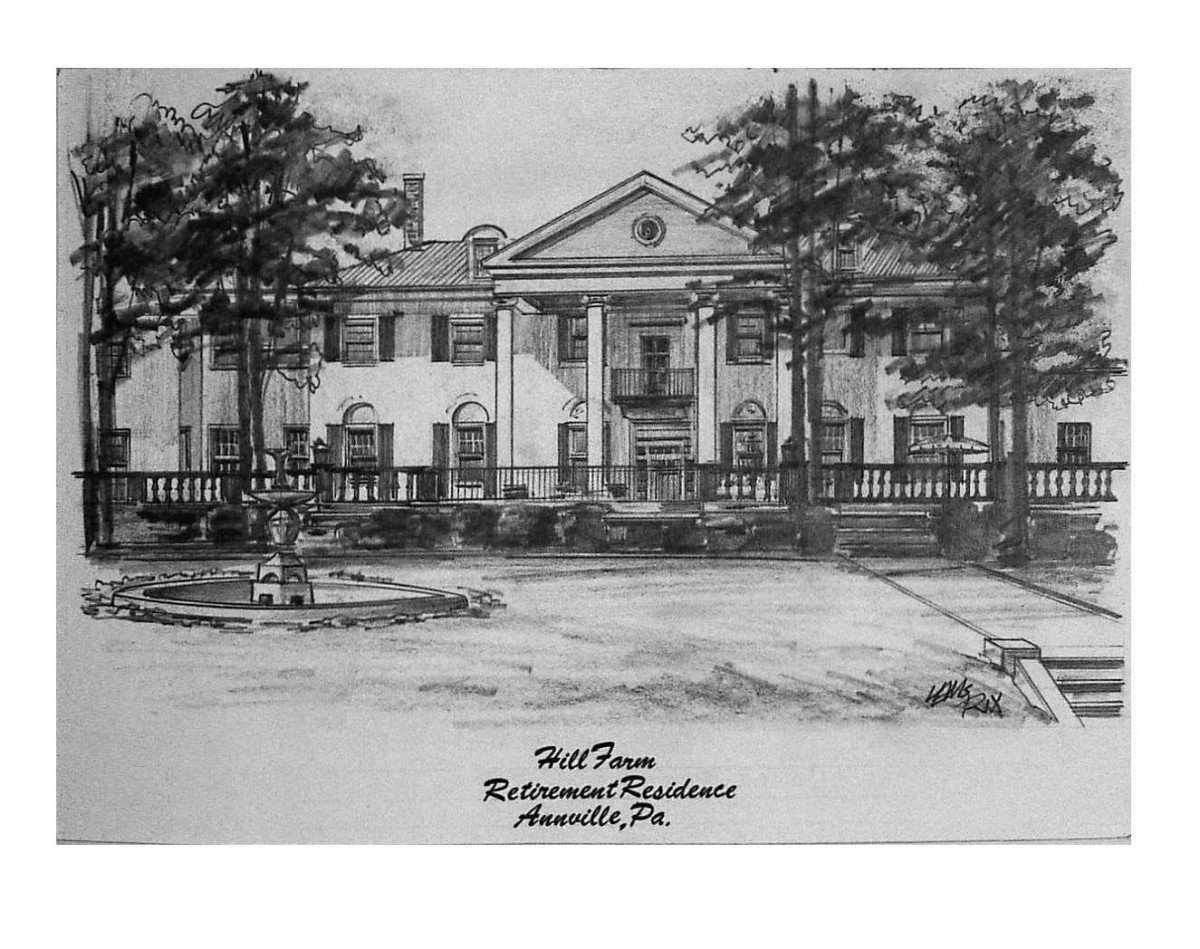 A drawing of a historic mansion in Marietta, Georgia.