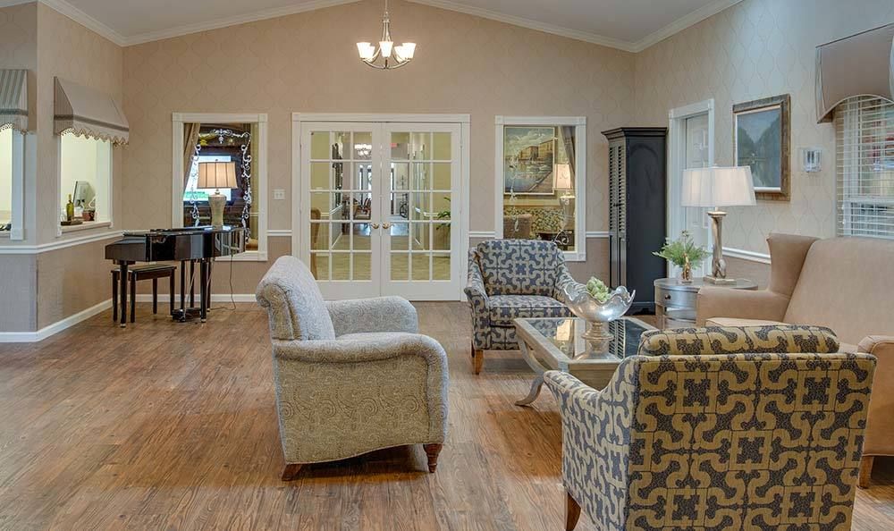 A cozy living room featuring elegant furniture and stylish decor.