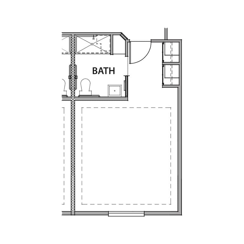 A simple floor plan featuring a bathroom.