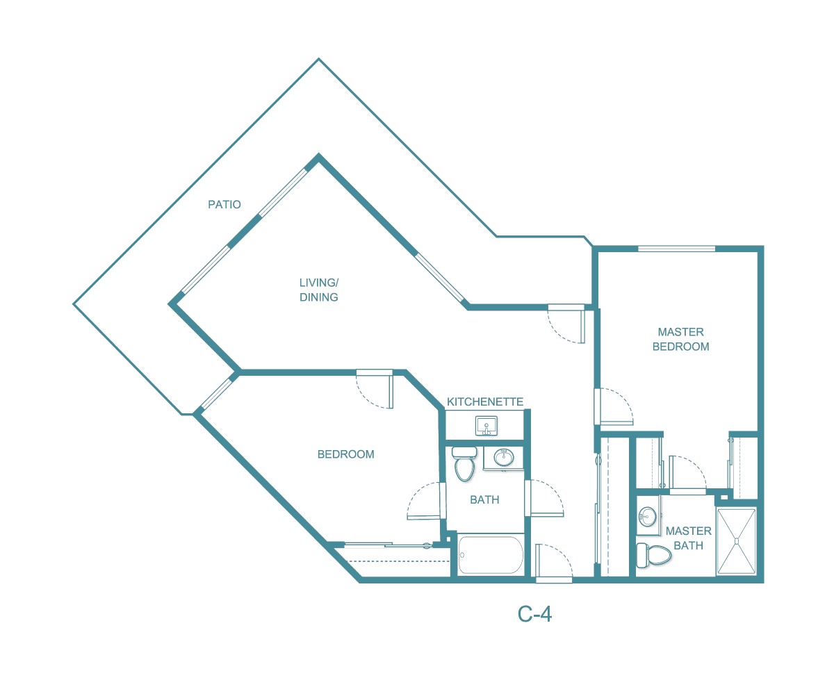 A detailed floor plan of an apartment showcasing the arrangement of rooms.