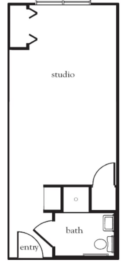 Simple studio floor plan layout.