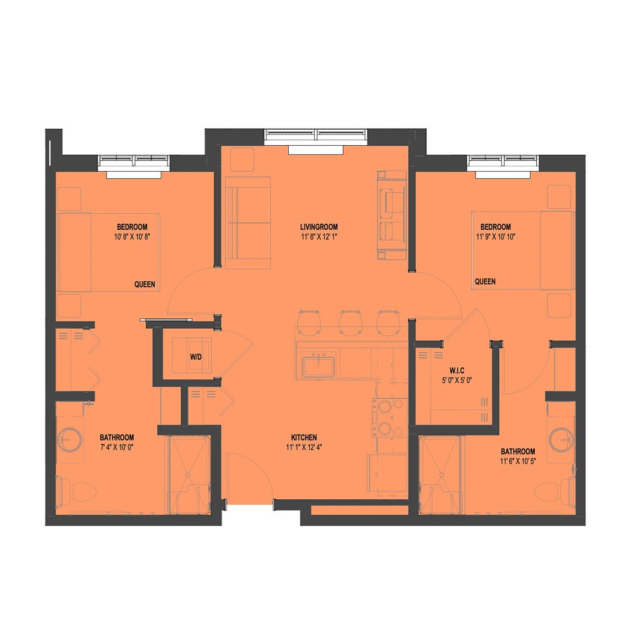 An architectural floor plan depicting the layout of a residential space.