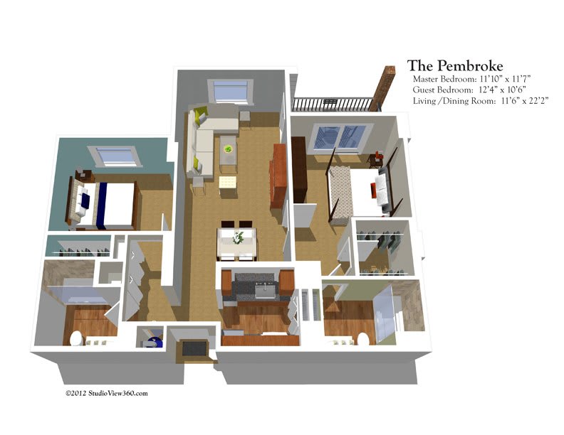 A detailed floor plan of a residential apartment, showcasing the layout and arrangement of rooms.