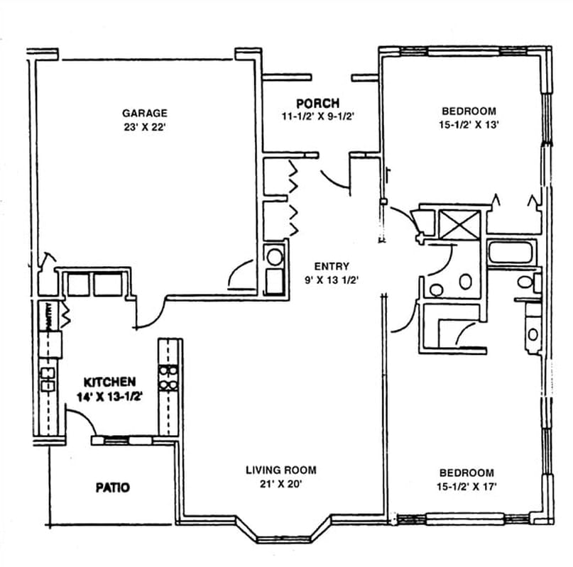 A detailed floor plan of a residential home showing the layout of rooms and spaces.