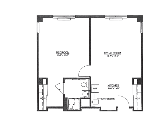 A floor plan depicting the layout of an apartment with labeled rooms.