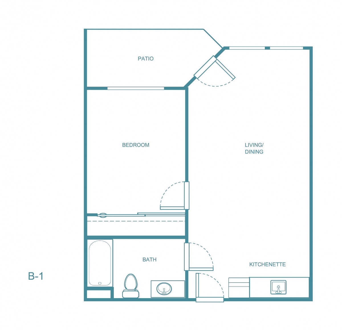 A blueprint showing the layout of an apartment with specified rooms and dimensions.