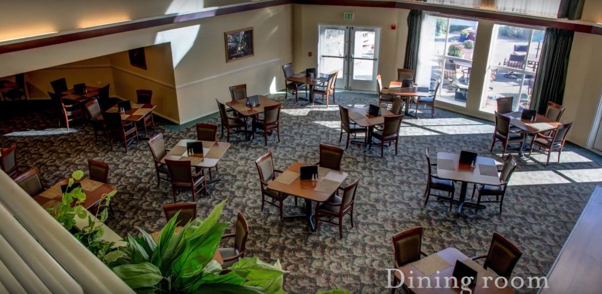 An empty dining area with neatly arranged tables and chairs, featuring natural lighting and a cozy atmosphere.