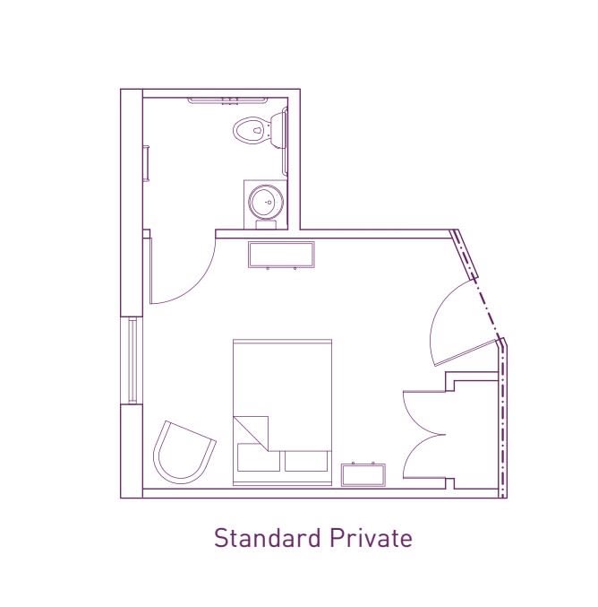 Standard Private room floor plan layout.