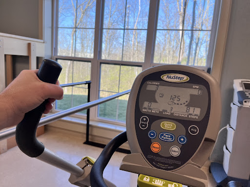 Getting a workout in while enjoying a view of nature.