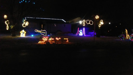 A beautiful display of Christmas lights illuminating the night.