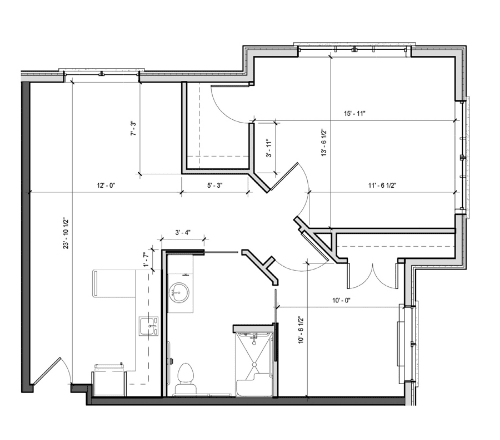 Architectural floor plan layout of a residential space.