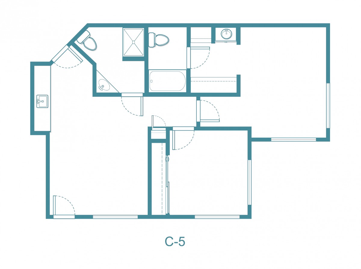 Blueprint layout of an apartment unit labeled C-5.