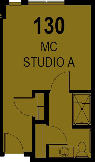 A sign labeled 'MC Studio A' featuring a door plan.