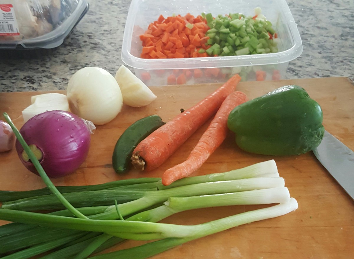 Fresh vegetables ready for cooking preparation.