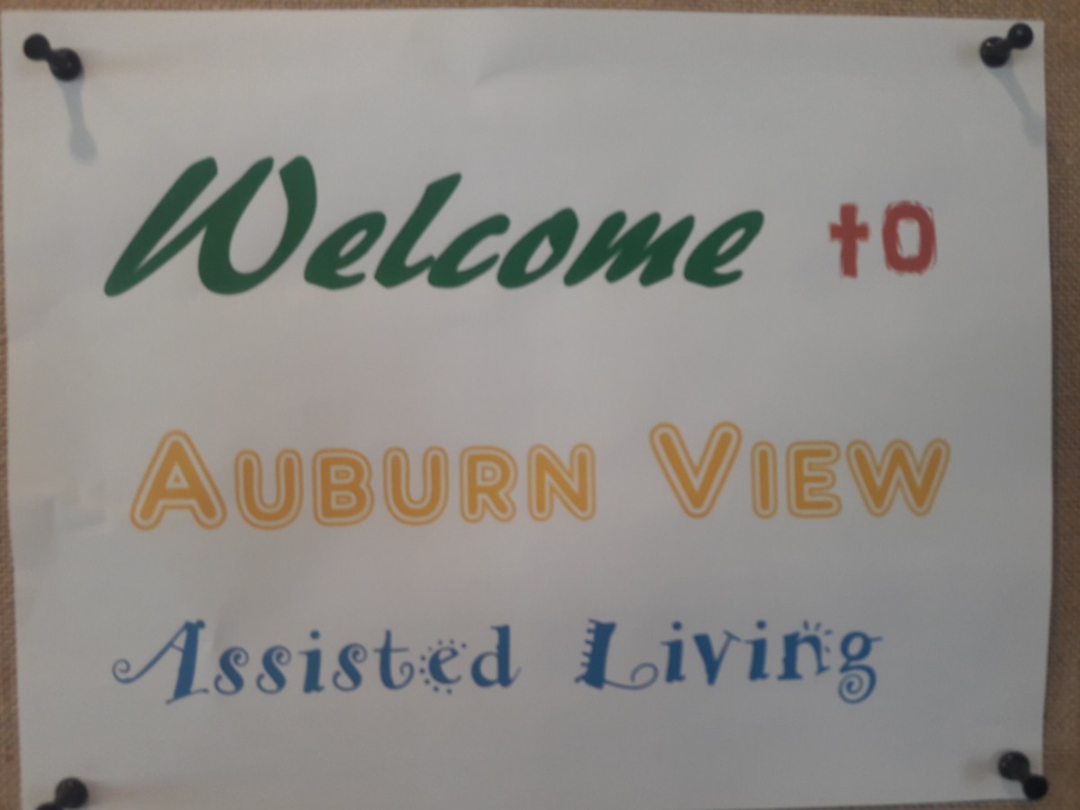 Welcome sign for Auburn View Assisted Living.