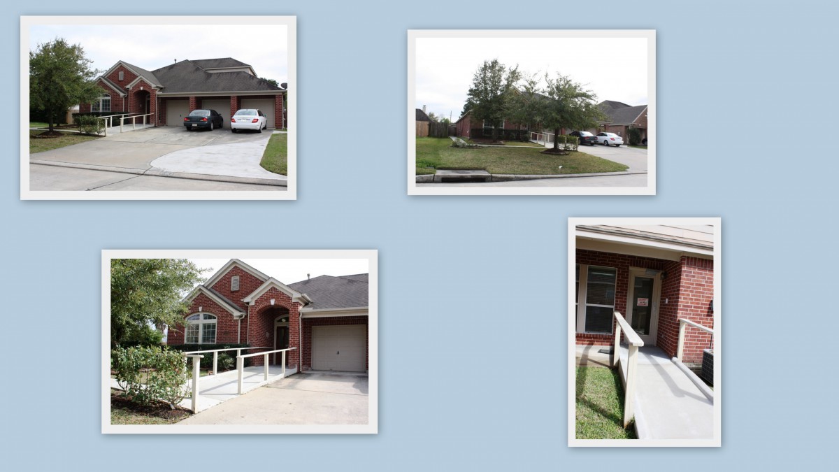 A collage of suburban houses with driveways and garages.