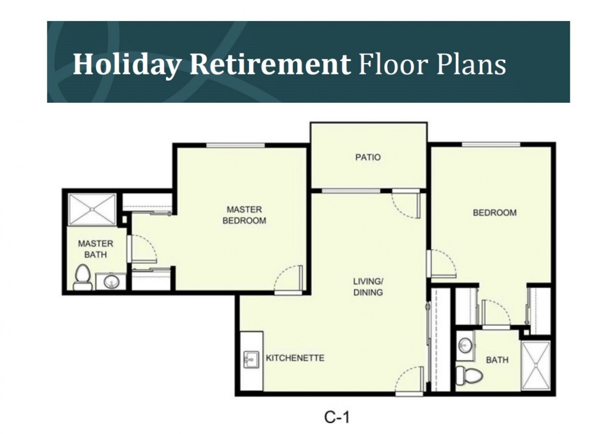 Floor plan of a Holiday Retirement home with multiple rooms and amenities.