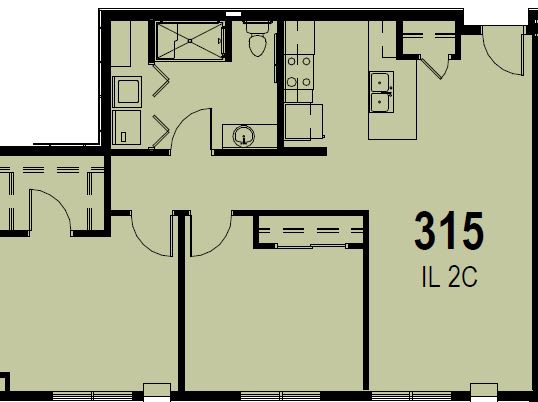 A detailed floor plan of an apartment showing the layout of rooms and facilities.