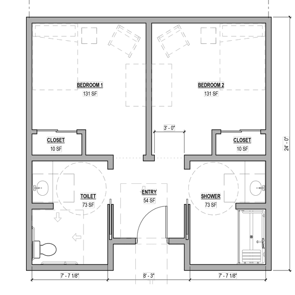 A detailed floor plan layout showing rooms and hallway divisions.