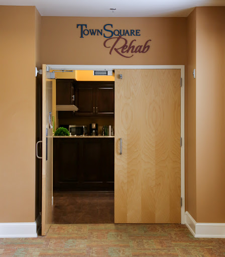 Entrance to Town Square Rehab, a facility dedicated to rehabilitation services.