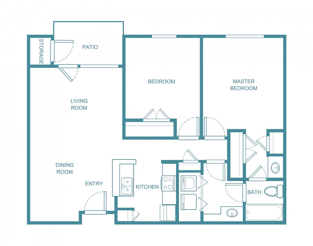 A floor plan of an apartment showing rooms and layout.