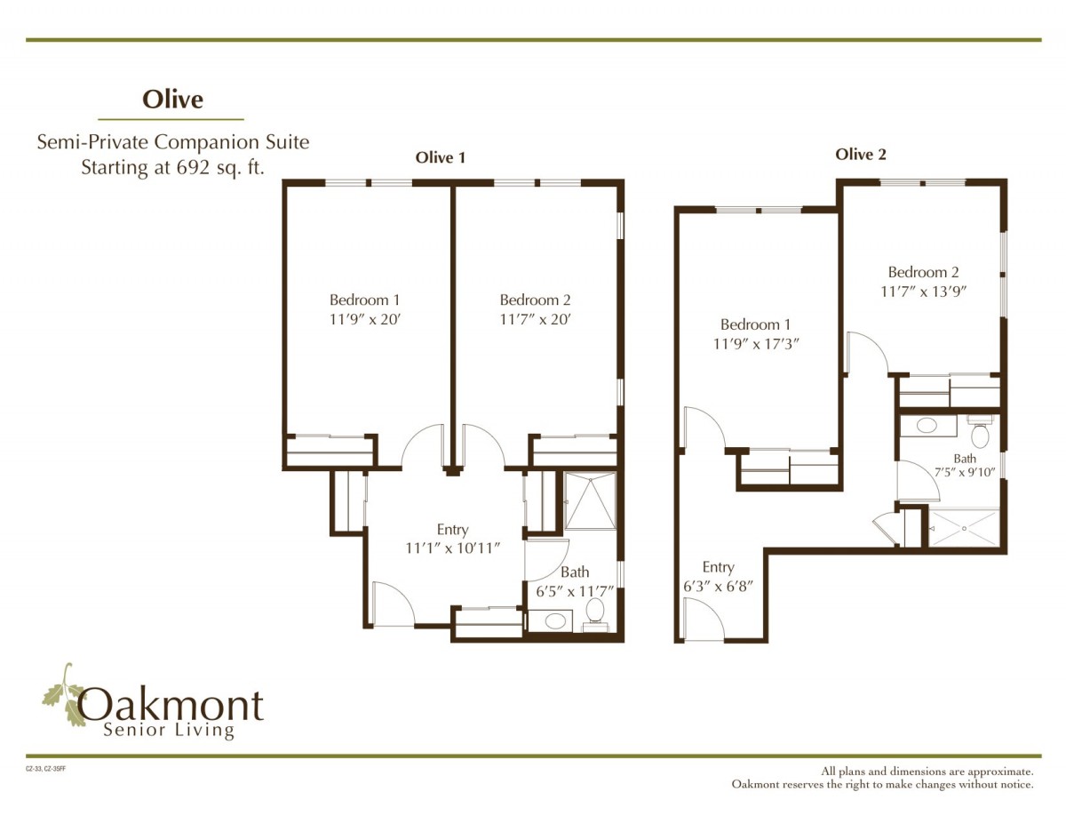 This image shows the floor plan of a residential suite, featuring a layout with multiple rooms.