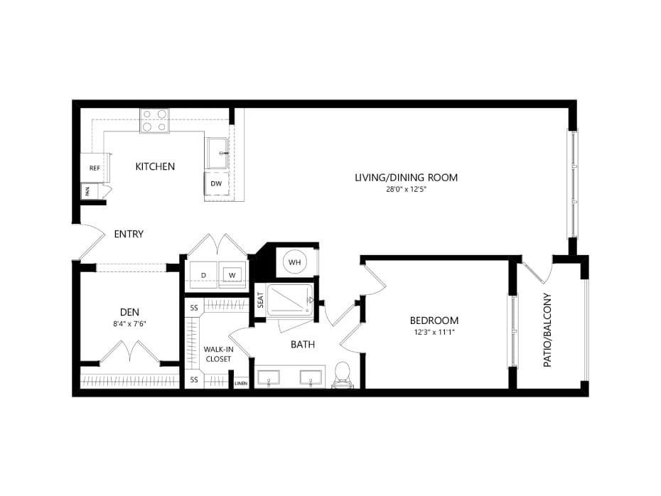A floor plan showing the layout of a residential apartment with designated rooms.