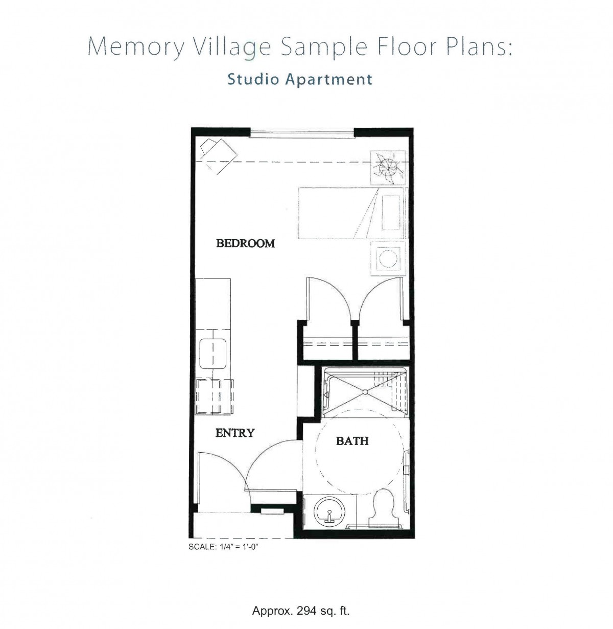 Floor plan of a suite apartment in Memory Village.