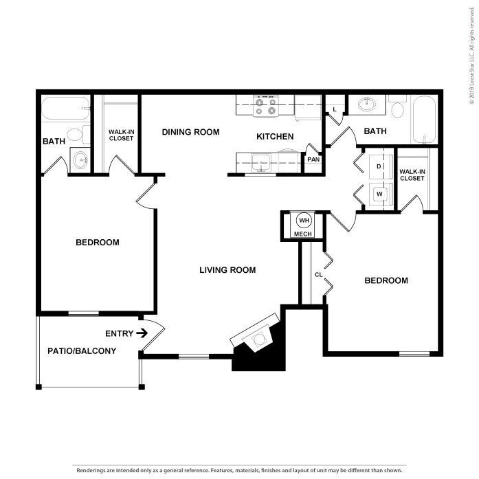 A detailed architectural floor plan layout of a residential space.