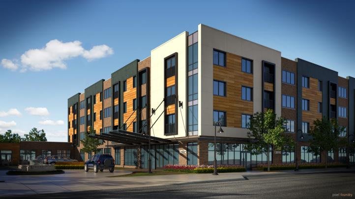 A modern commercial building with a sleek exterior design.