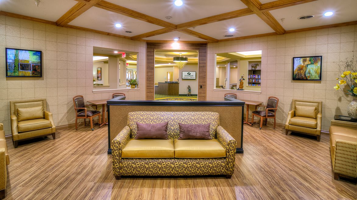 A modern and inviting lobby with seating and stylish decor.