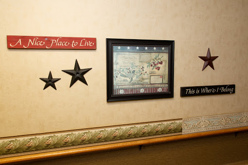 A cozy corner showcasing decorative elements including a map and star-shaped accents.